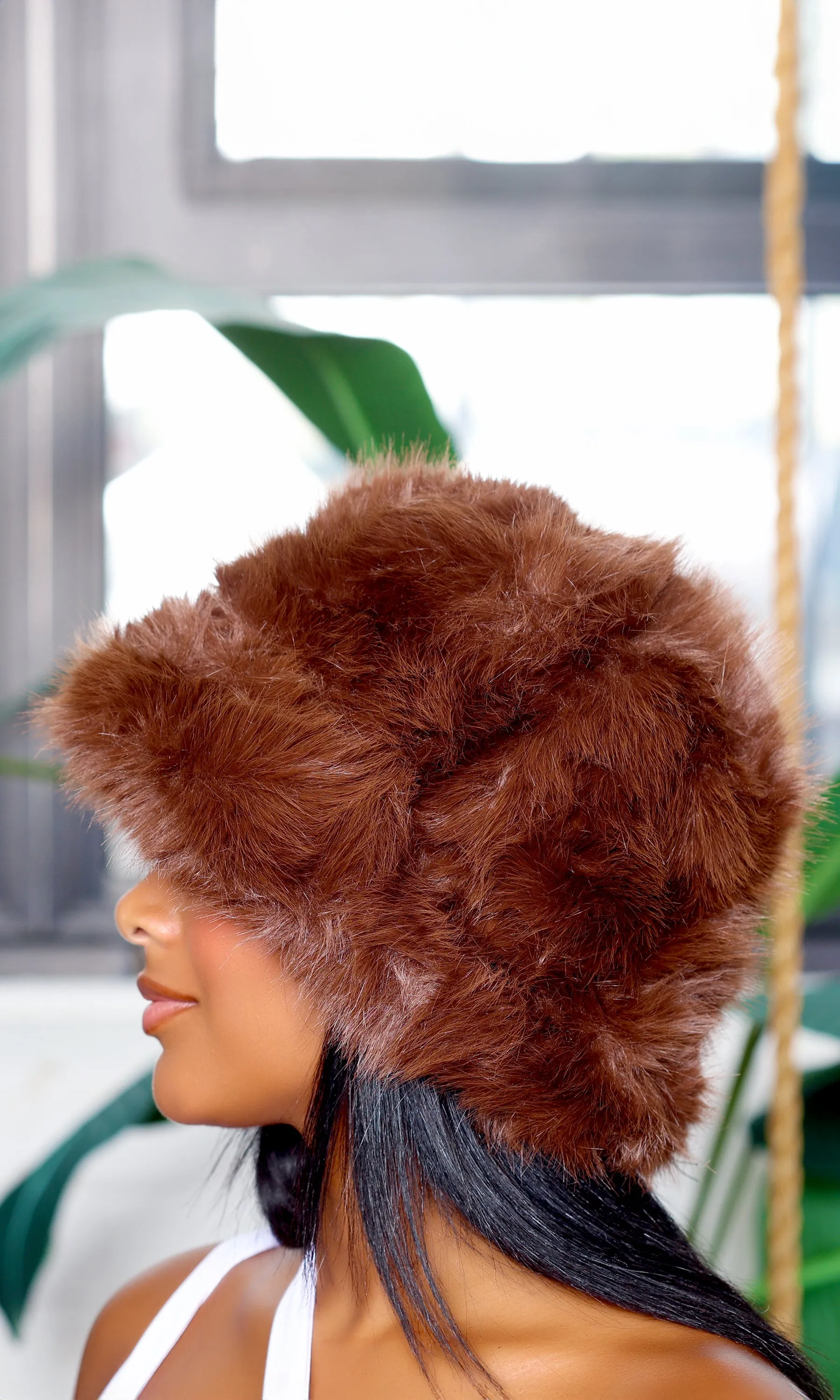Faux Fur Hat - Coffee sold by Cutely Covered product image thumbnail 3