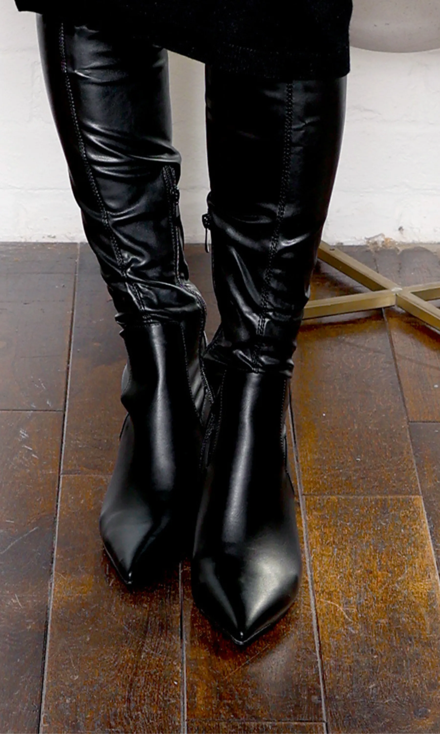 Thigh-High Stiletto Boot - Black sold by Cutely Covered