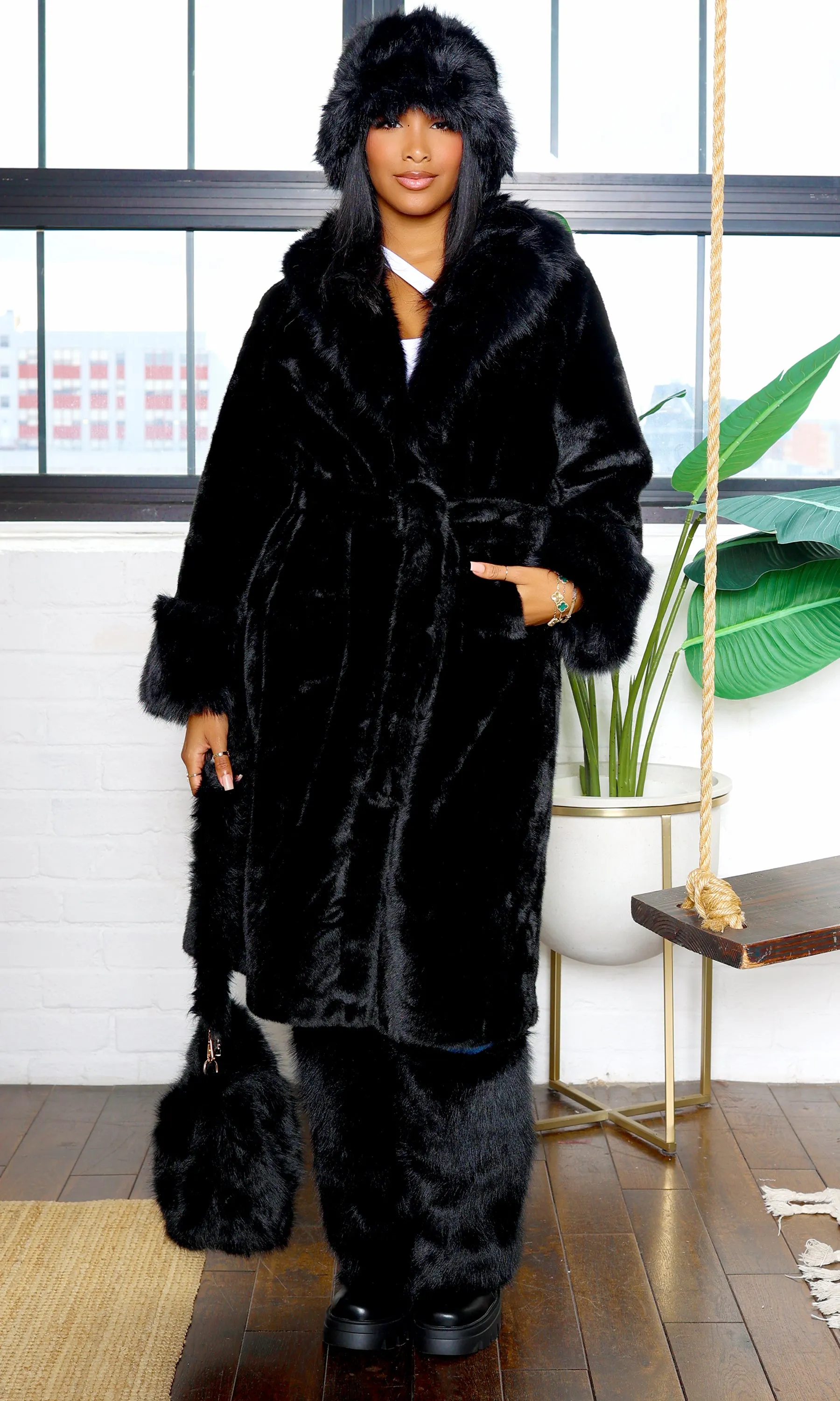 Ashoka Fuzzy Faux Fur Mid-Calf Boot - Black sold by Cutely Covered product image thumbnail 3
