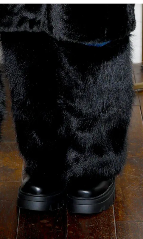 Ashoka Fuzzy Faux Fur Mid-Calf Boot - Black made by Cutely Covered