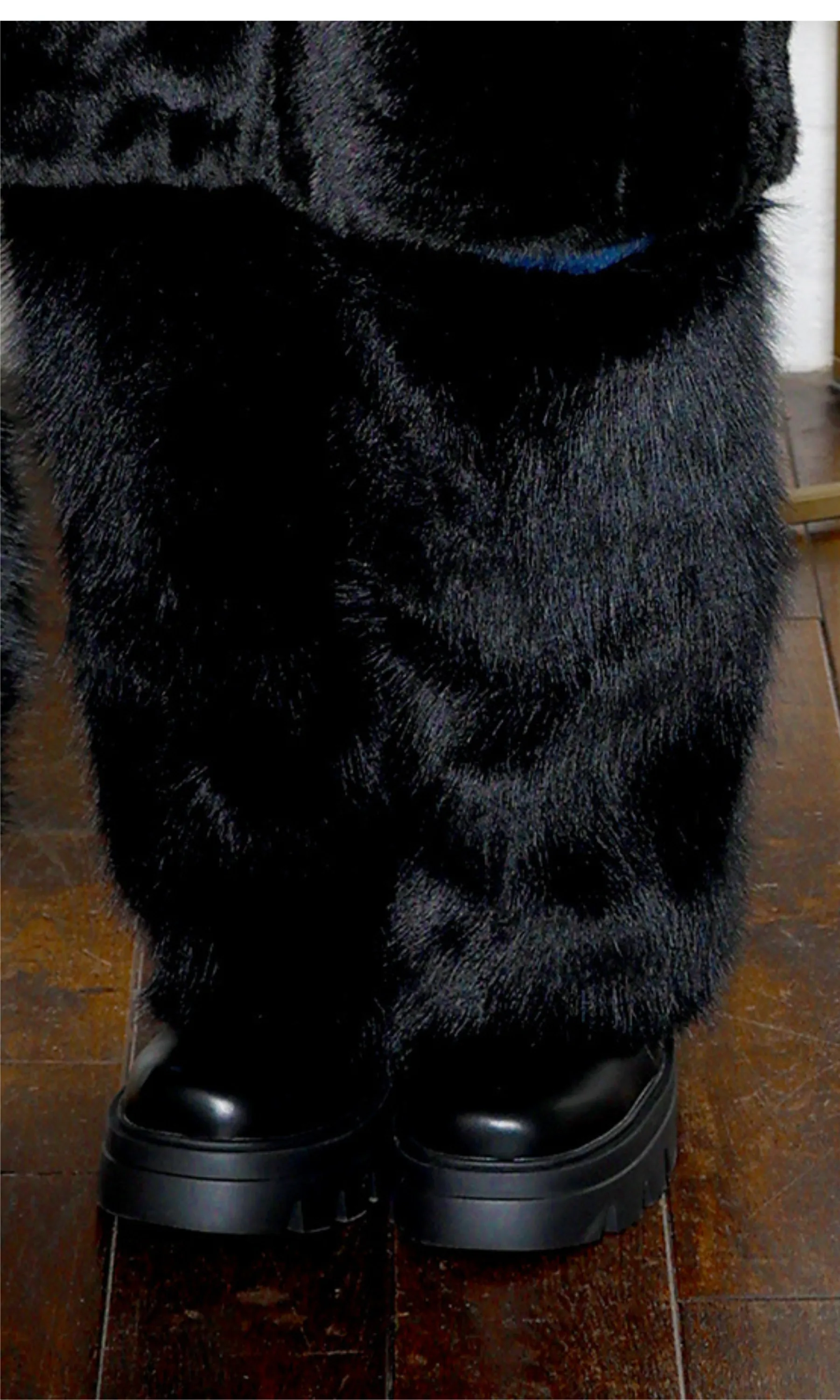 Ashoka Fuzzy Faux Fur Mid-Calf Boot - Black sold by Cutely Covered