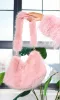 Faux Fur Shoulder Bag with Chain Strap - Skin Pink sold by Cutely Covered