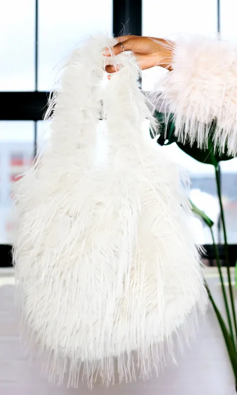 Rosalie | Faux Fur Handbag - White R3 sold by Cutely Covered