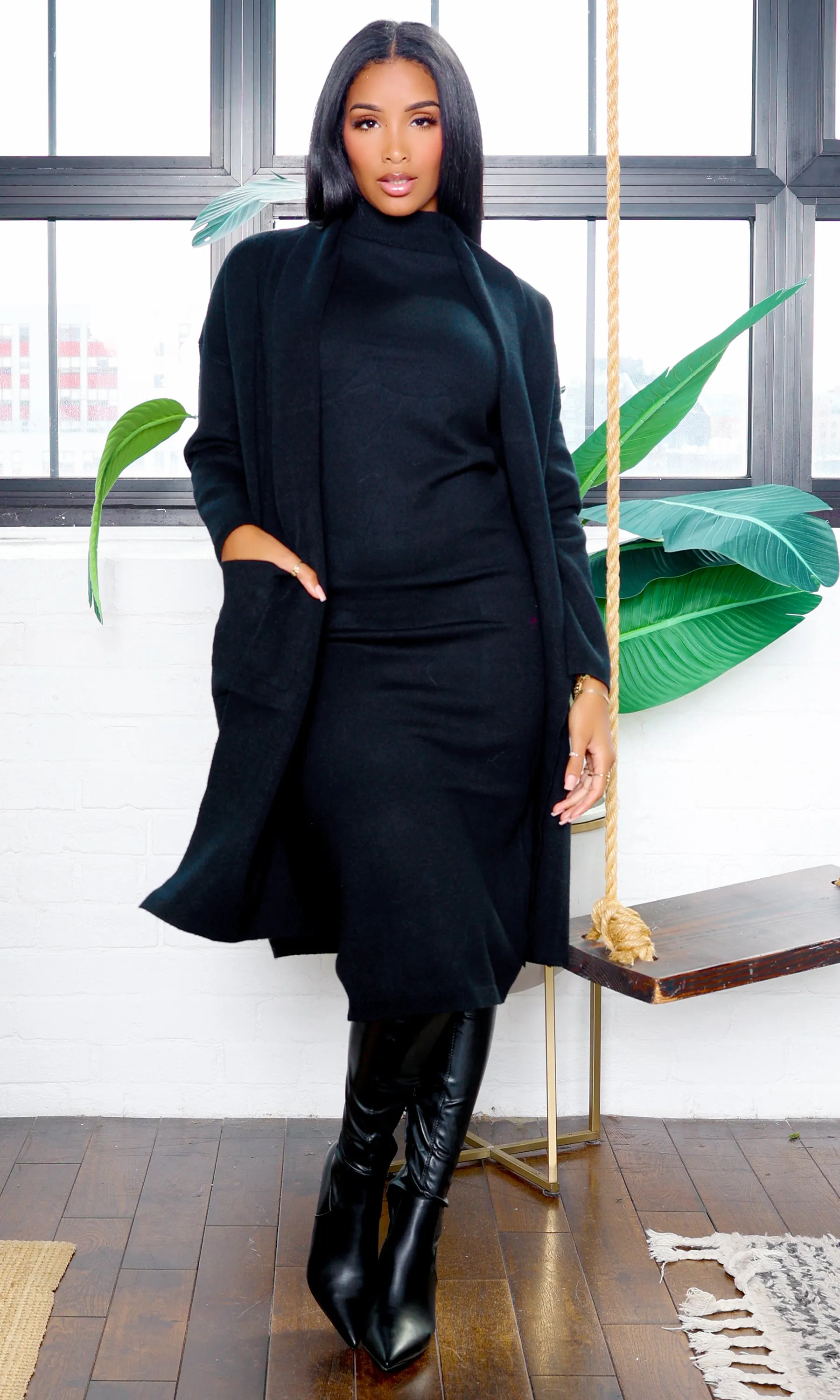 Sandy Sleeveless Turtleneck Sweater Dress - Black sold by Cutely Covered product image thumbnail 4