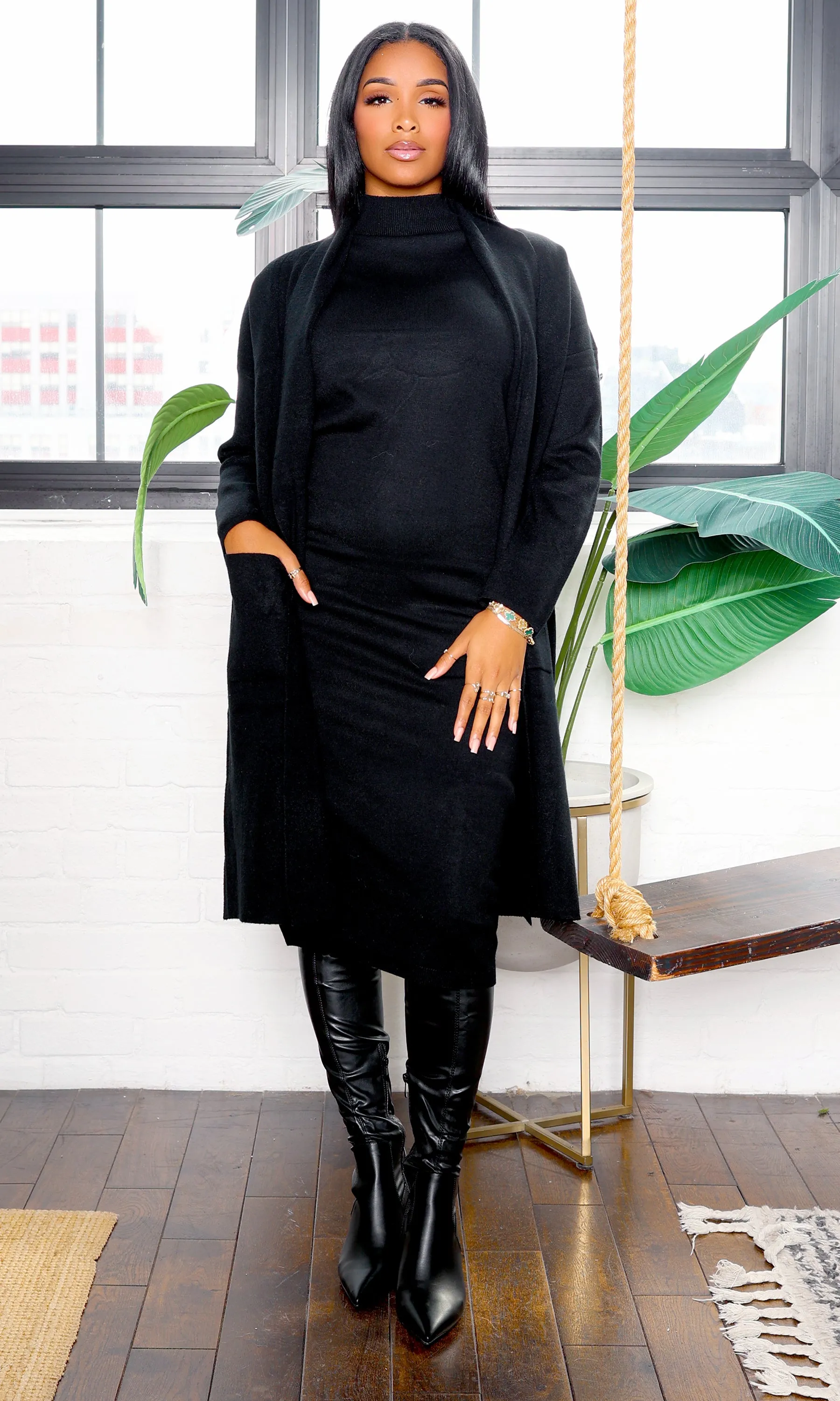 Sandy Sleeveless Turtleneck Sweater Dress - Black sold by Cutely Covered