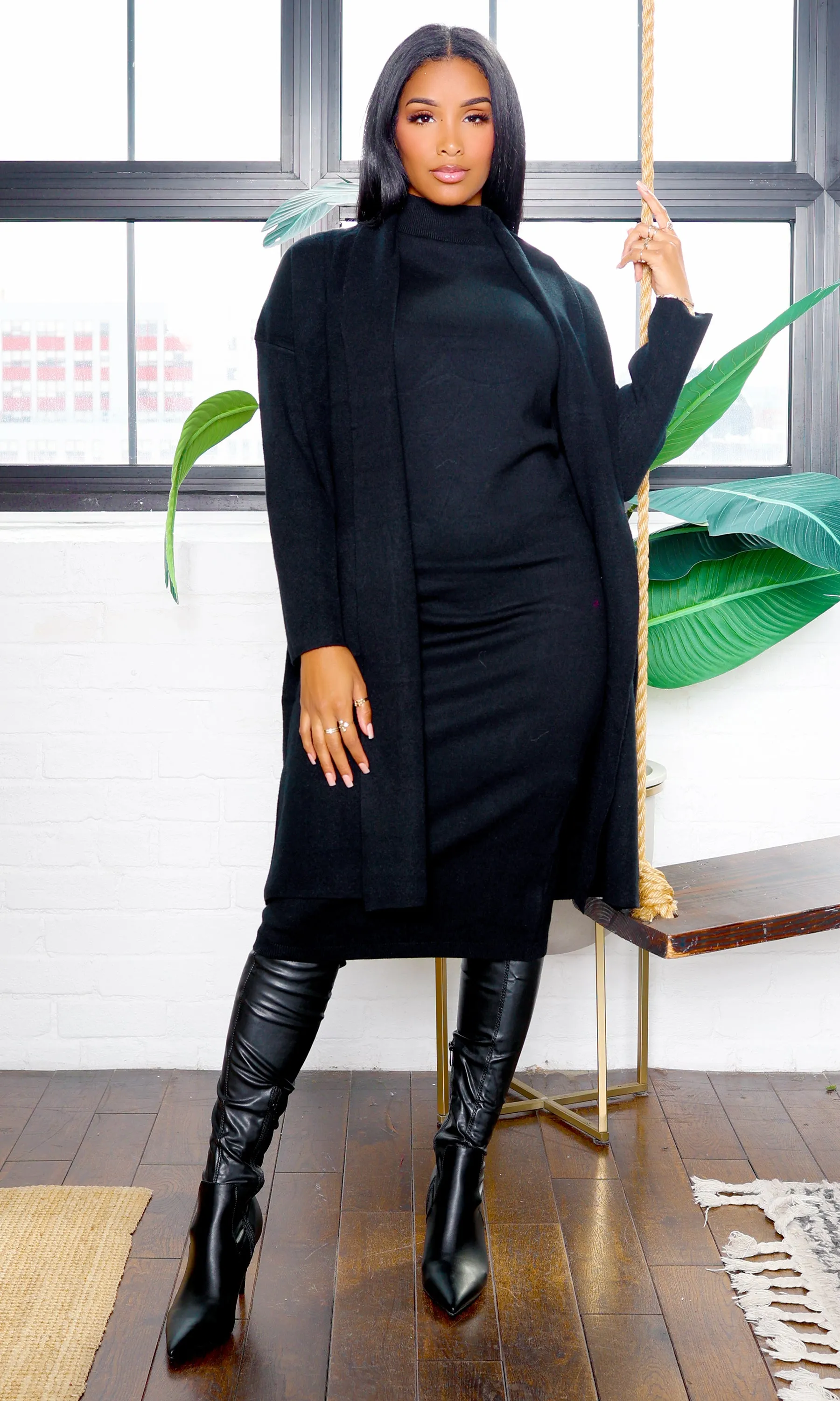 Sandy Sleeveless Turtleneck Sweater Dress - Black sold by Cutely Covered product image thumbnail 5