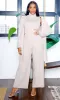 Tia | Turtleneck Top, Cardigan & Wide-Leg Pants Set -Khaki sold by Cutely Covered