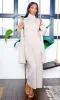 Tia | Turtleneck Top, Cardigan & Wide-Leg Pants Set -Khaki sold by Cutely Covered