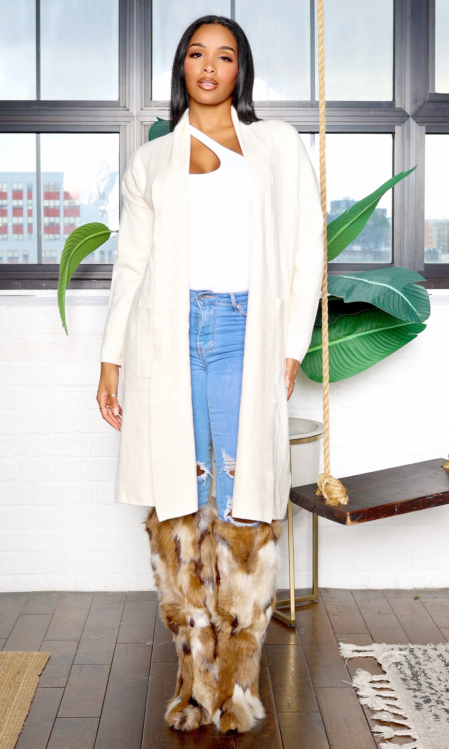 Lilah | Open Front Cardigan with Pockets - White L4 sold by Cutely Covered product image thumbnail 3