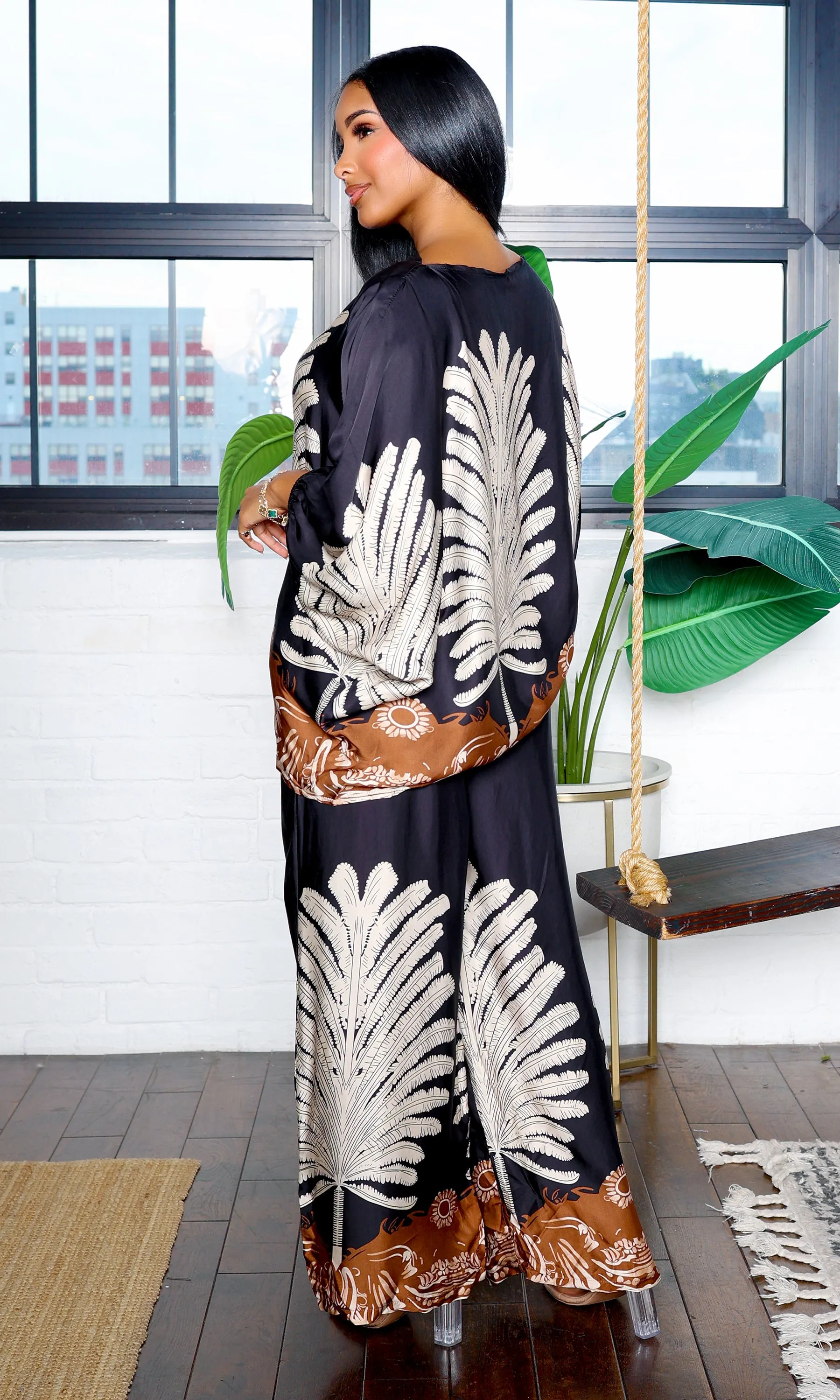 Zuri | Long Sleeve and Pants Set Palm Tree Print sold by Cutely Covered product image thumbnail 2