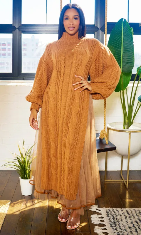 I'm That Girl | Knit Tulle Skirt Set - Brown sold by Cutely Covered