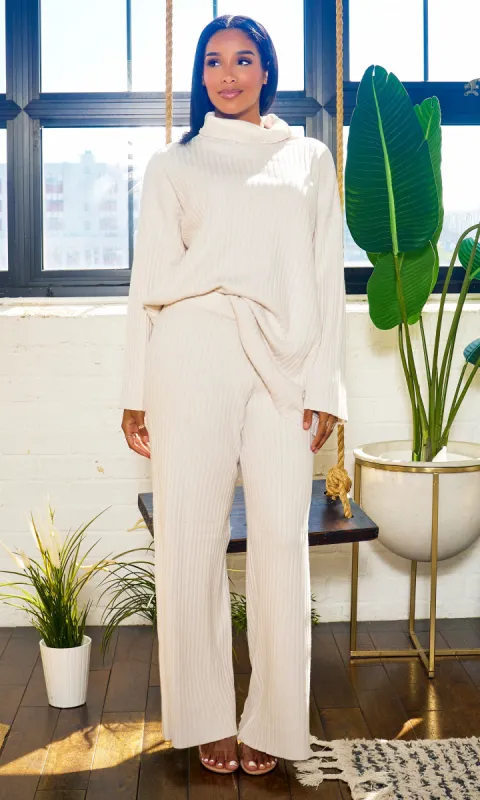 That Thique | Ribbed Mock Turtle Neck Set - White sold by Cutely Covered
