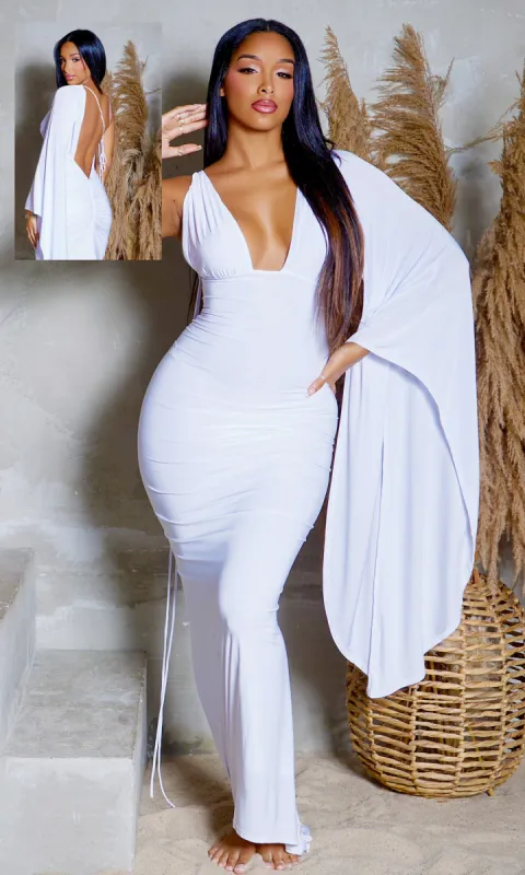 Angel | Elegant Asymmetry Dress - White sold by Cutely Covered