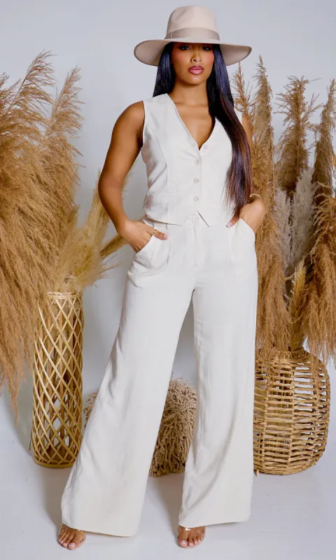 Sleeveless Vest Top and Pants Set - Oatmeal sold by Cutely Covered