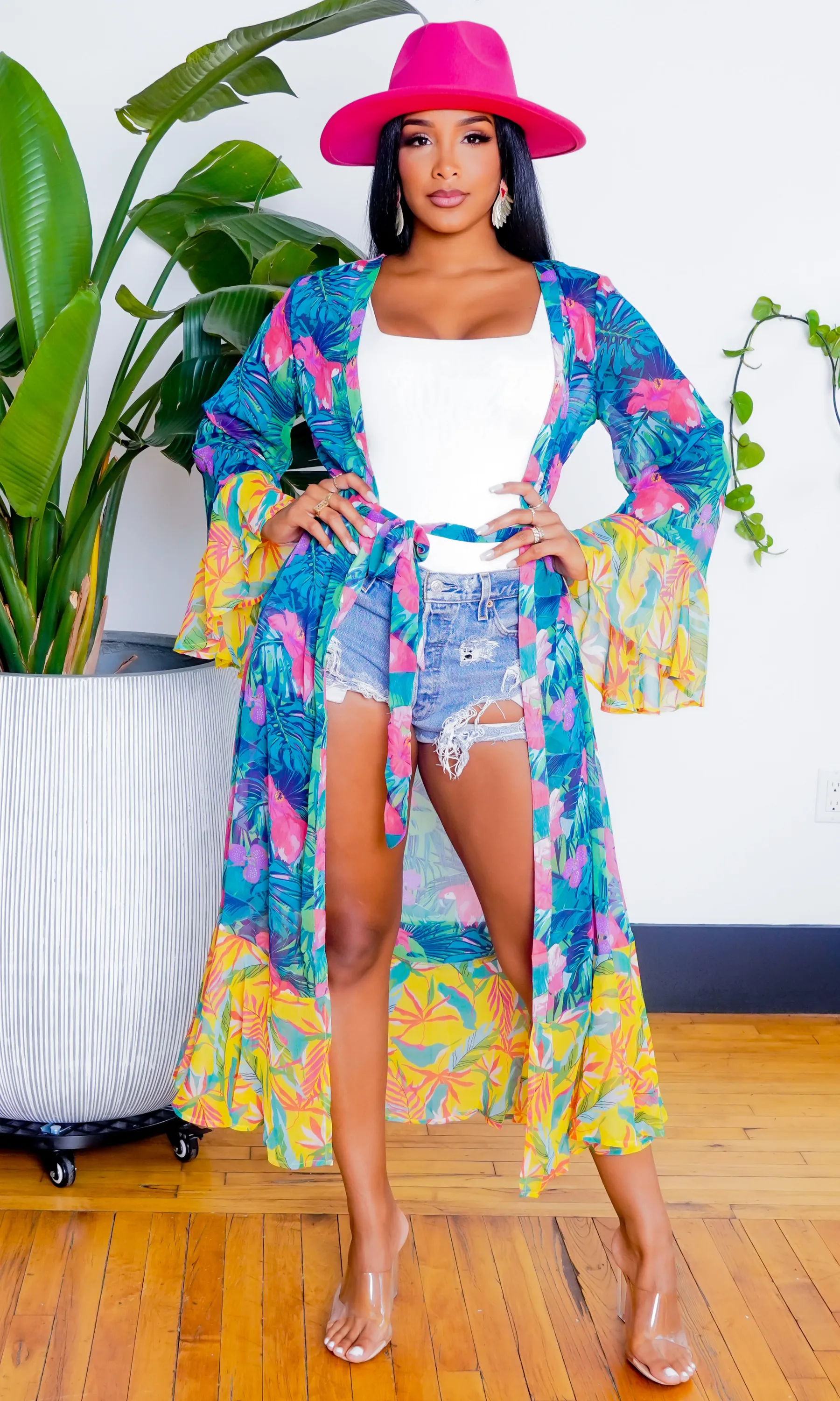 Tropical Forest Chiffon Kimono sold by Cutely Covered product image thumbnail 4