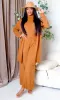 Tia | Turtleneck Top, Cardigan & Wide-Leg Pants Set - Camel sold by Cutely Covered