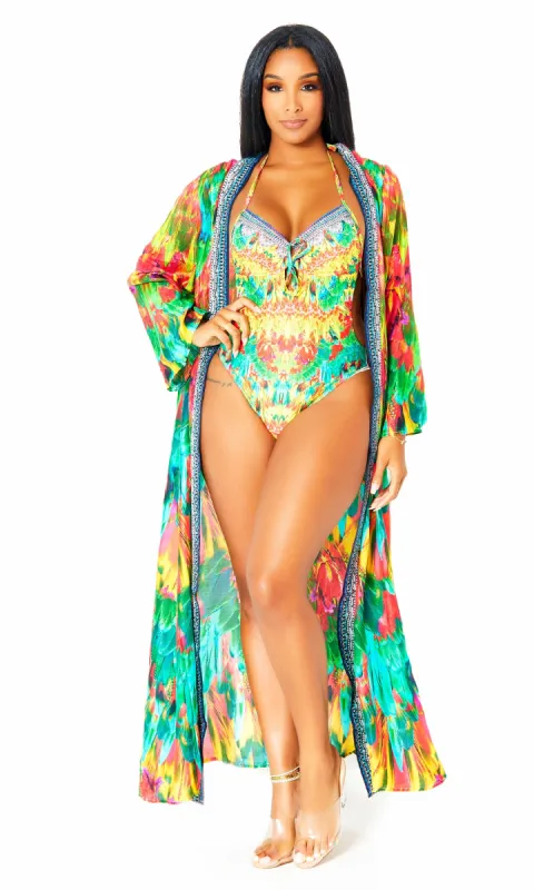 Macaw  Kimono Coverup sold by Cutely Covered