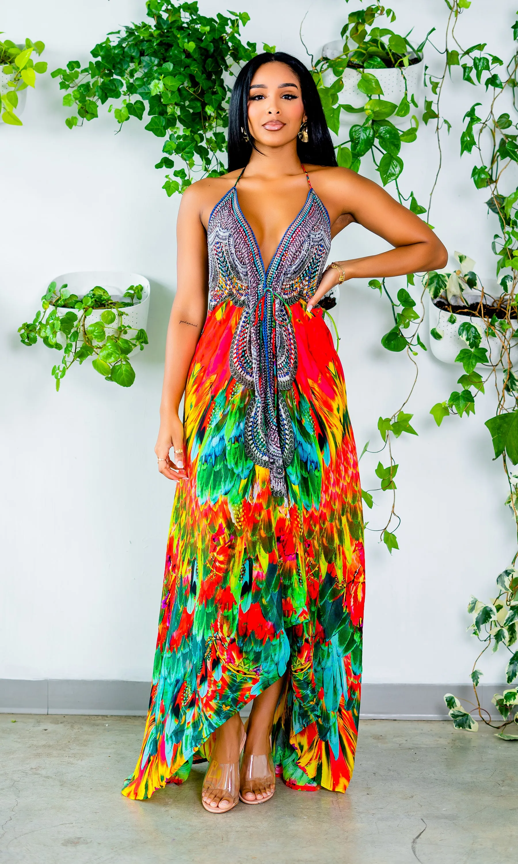 Macaw Viscose Silk Halter Dress sold by Cutely Covered product image thumbnail 2