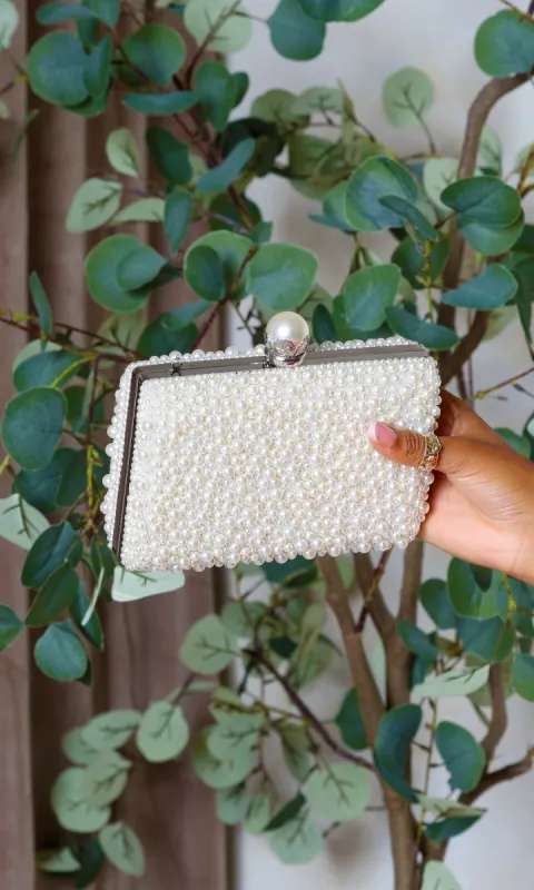 Daniela Pearl Clutch Bag - White sold by Cutely Covered