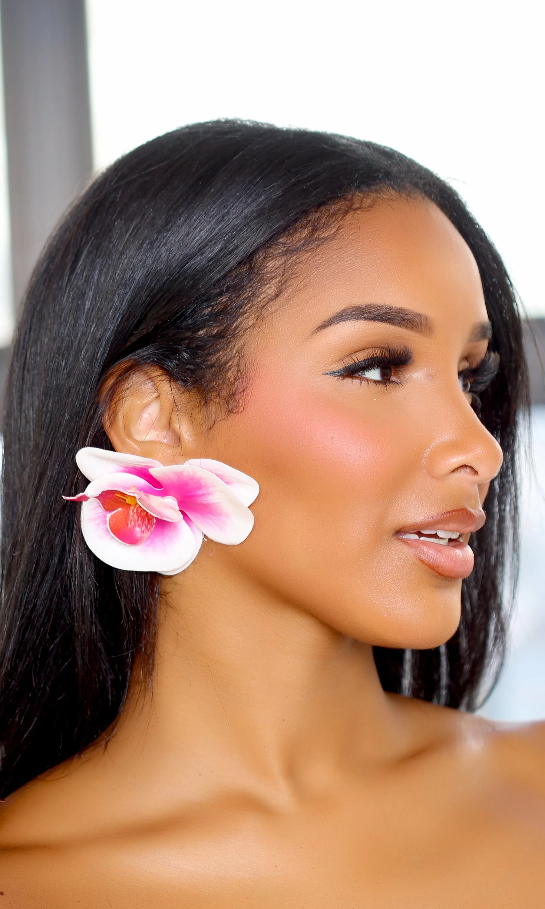 Faux Pearl & Butterfly Orchid Stud Earrings sold by Cutely Covered product image thumbnail 2