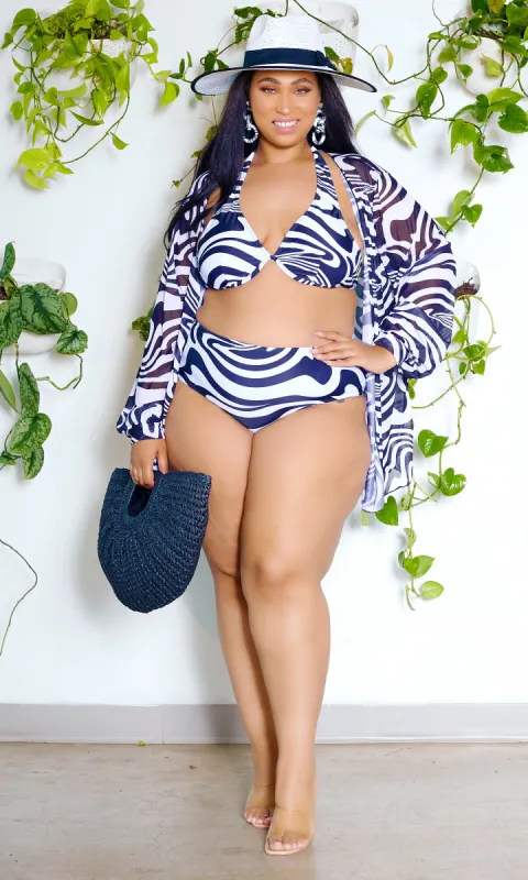 Zebra Print Bikini Coverup Kimono Set sold by Cutely Covered