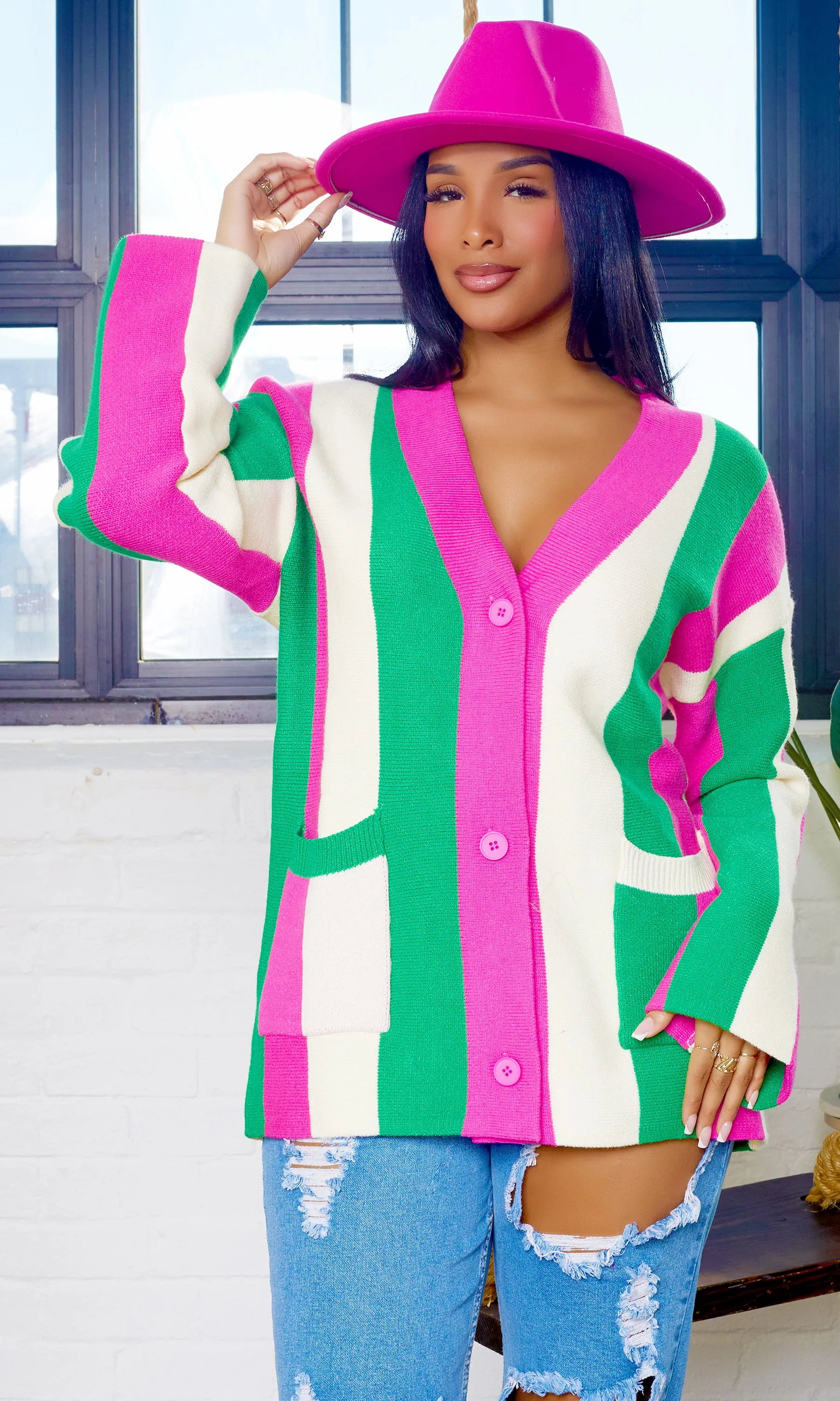 Kamila Knitted Sweater Button Long Sleeved - MultiColor PREORDER sold by Cutely Covered