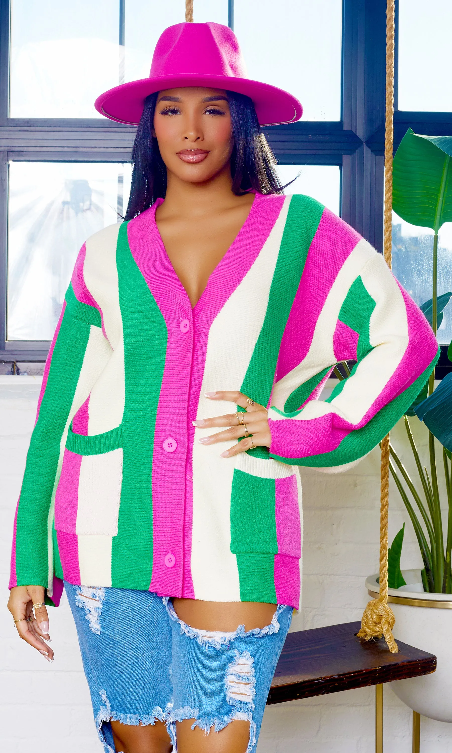 Kamila Knitted Sweater Button Long Sleeved - MultiColor PREORDER sold by Cutely Covered product image thumbnail 4