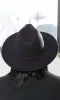 Still Trending Black w/ White Bottom | Wide Brim Panama Felt Fedora Hat with Band Unisex for Women Men sold by Cutely Covered