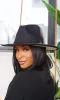 Still Trending Black w/ White Bottom | Wide Brim Panama Felt Fedora Hat with Band Unisex for Women Men sold by Cutely Covered