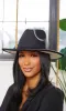 Still Trending Black w/ White Bottom | Wide Brim Panama Felt Fedora Hat with Band Unisex for Women Men sold by Cutely Covered