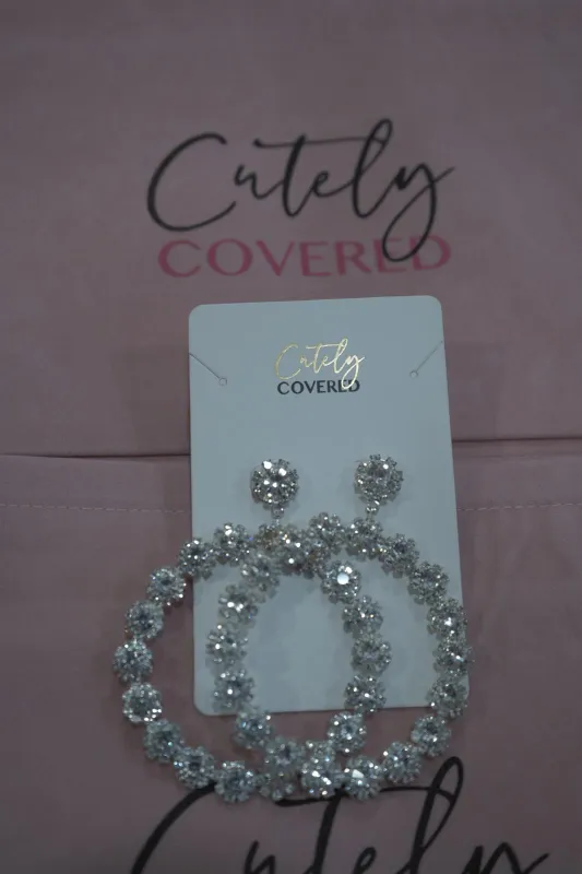Exaggerated Crystal Hoop Earrings sold by Cutely Covered
