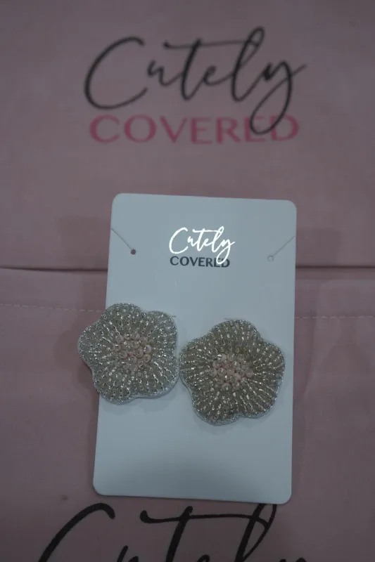 Beaded Flower Earrings sold by Cutely Covered