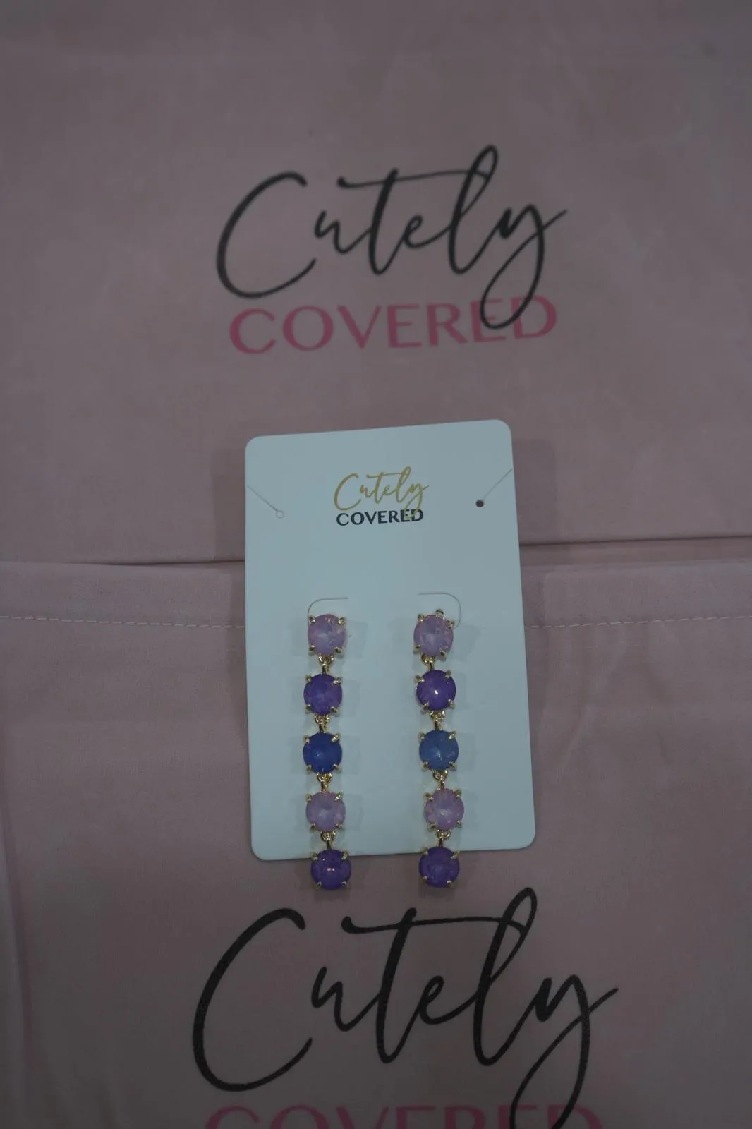 Sparkling Crystal Drop Tassel Earrings sold by Cutely Covered