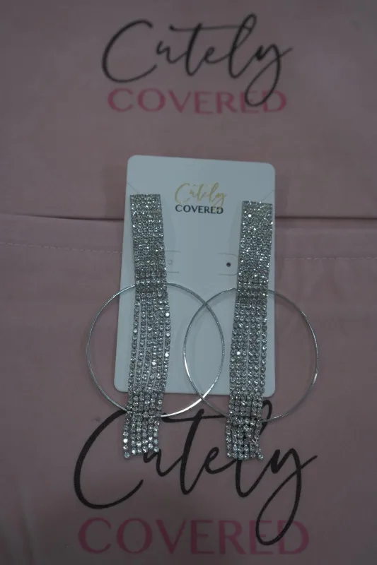 Elongated Chandelier with Circular Earrings sold by Cutely Covered