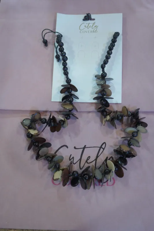 Petals in the Dark Necklace-Black Brown sold by Cutely Covered