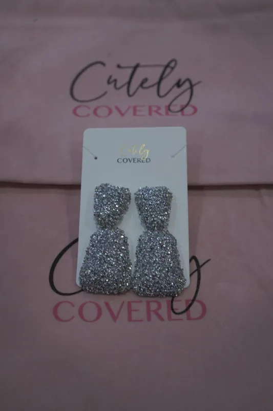 Sparkly Silver Dangle Earrings sold by Cutely Covered