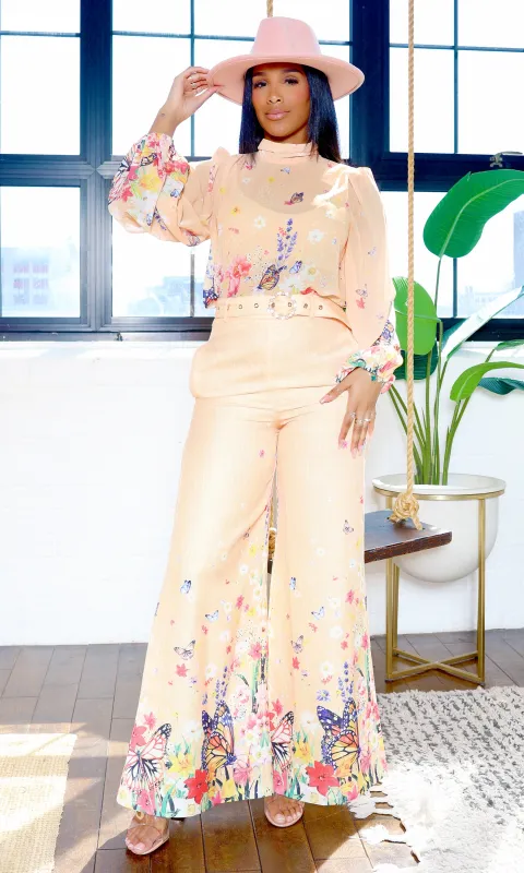 Celine Butterfly Pants Set - Light Peach sold by Cutely Covered