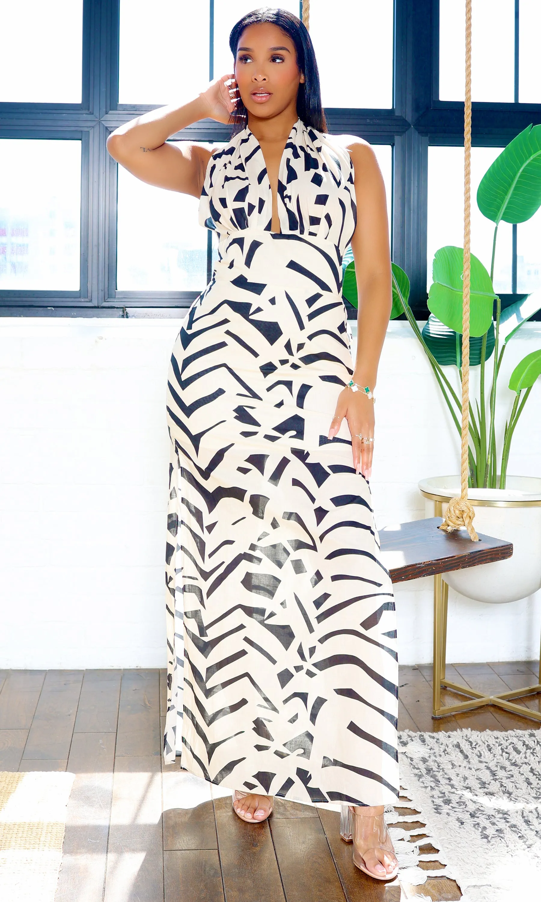 Nepal Halter Dress-Ivory Black sold by Cutely Covered product image thumbnail 2