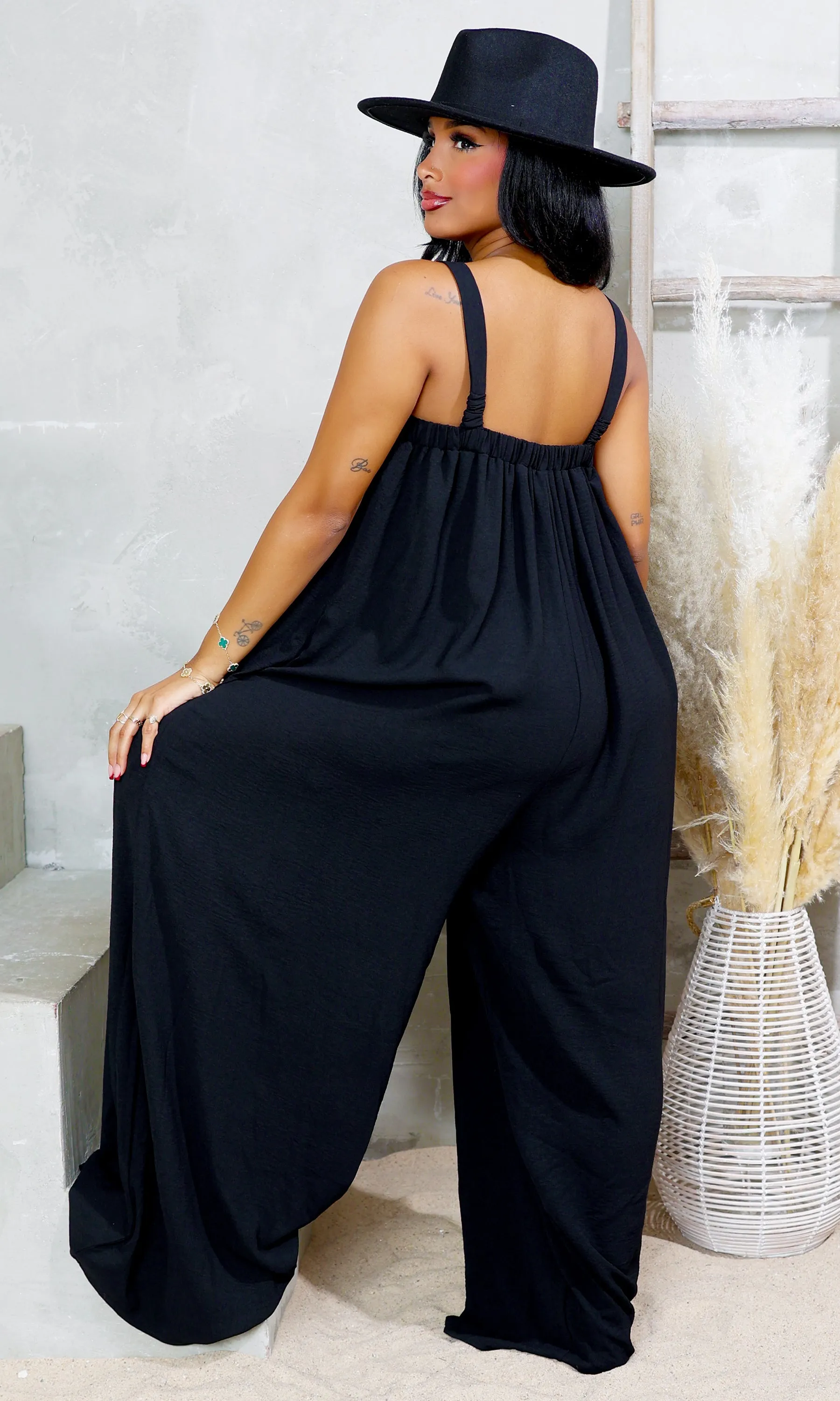 Square Neck Woven Jumpsuit - Black sold by Cutely Covered product image thumbnail 4