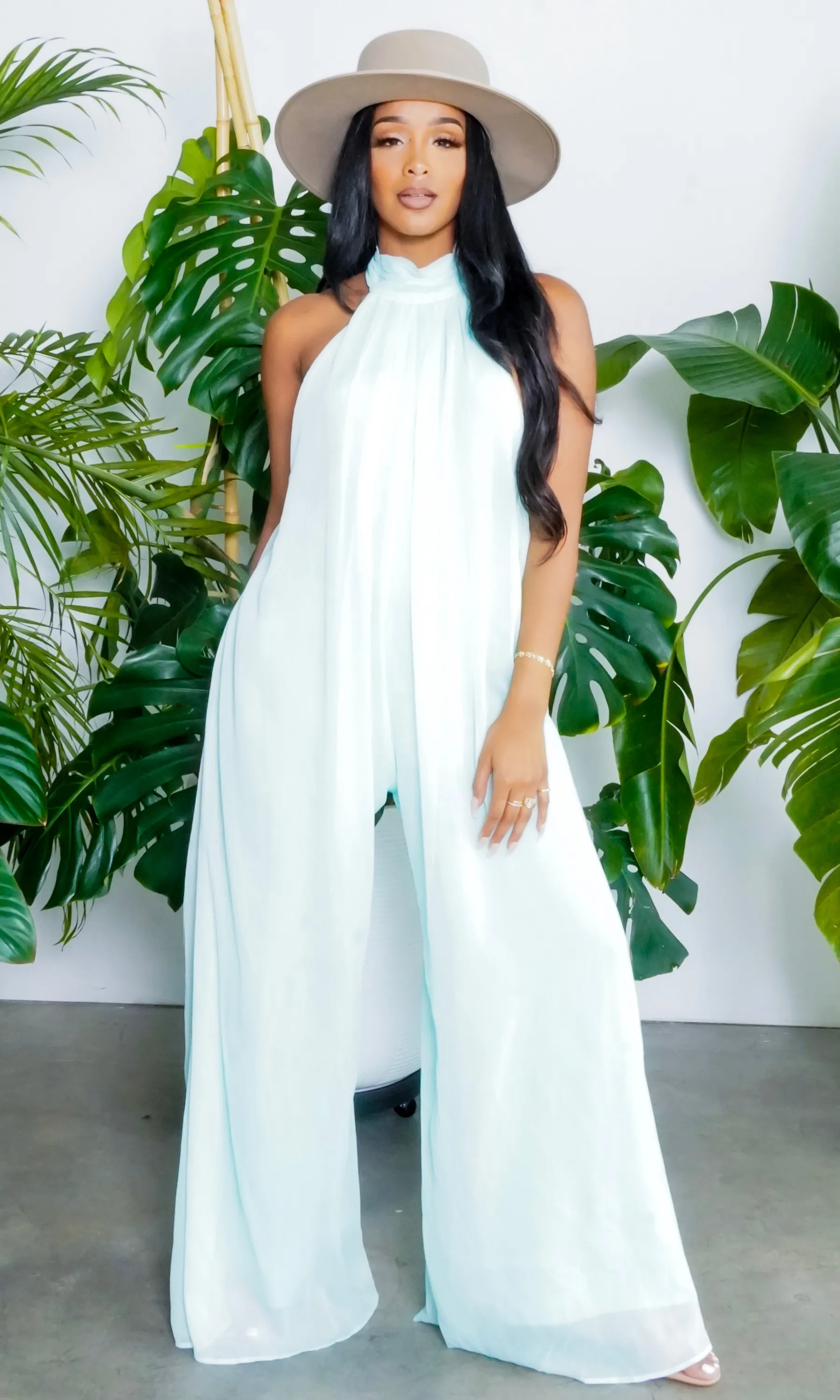 Cute & Casual l Halter Loose Jumpsuit - Mint PREORDER sold by Cutely Covered