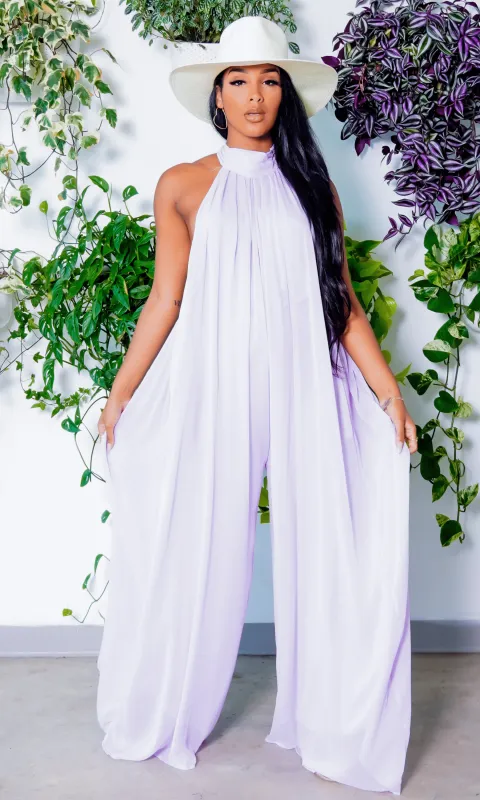 Cute & Casual l Halter Loose Jumpsuit - Lavender PREORDER sold by Cutely Covered