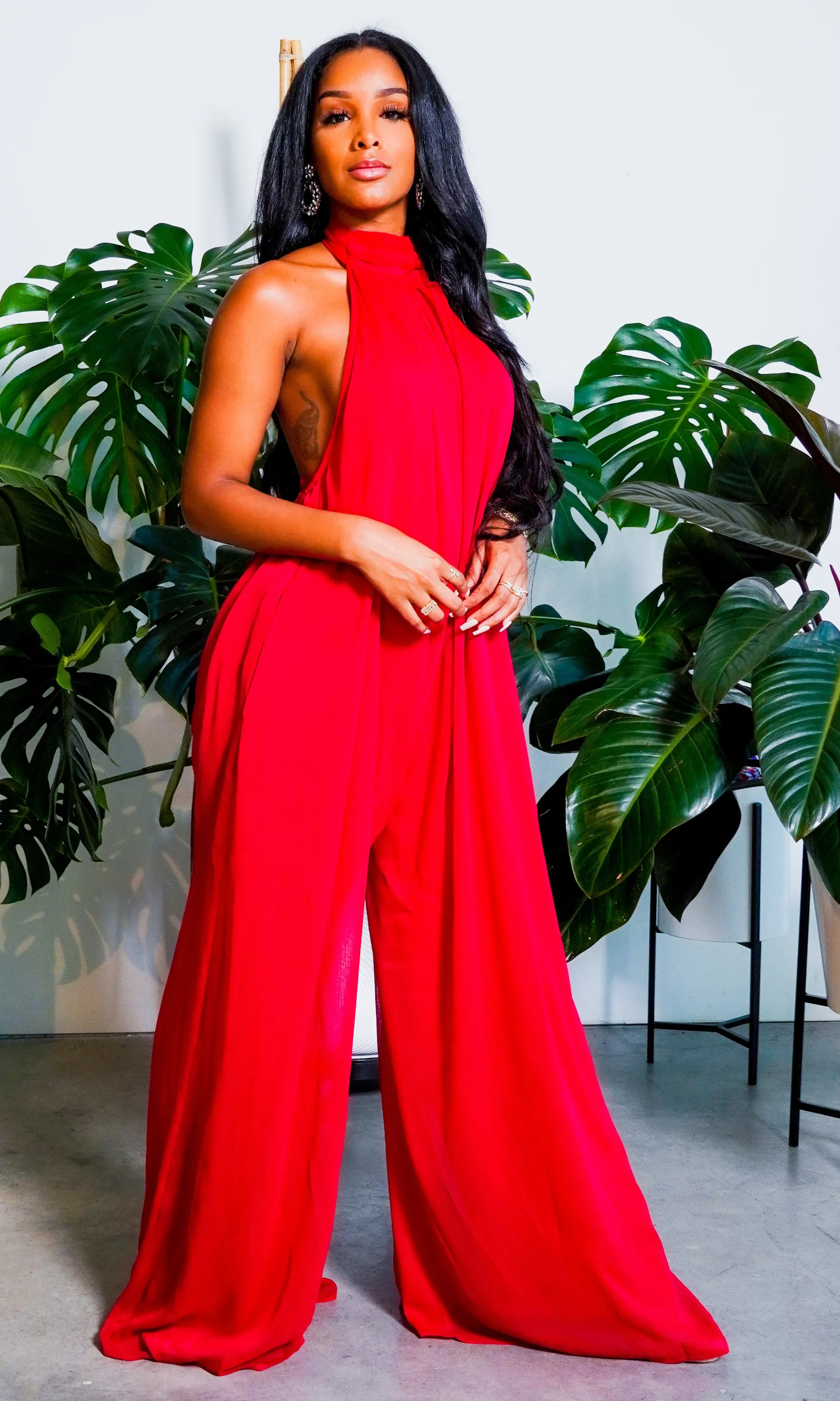 Cute & Casual l Halter Loose Jumpsuit - Wine PREORDER sold by Cutely Covered