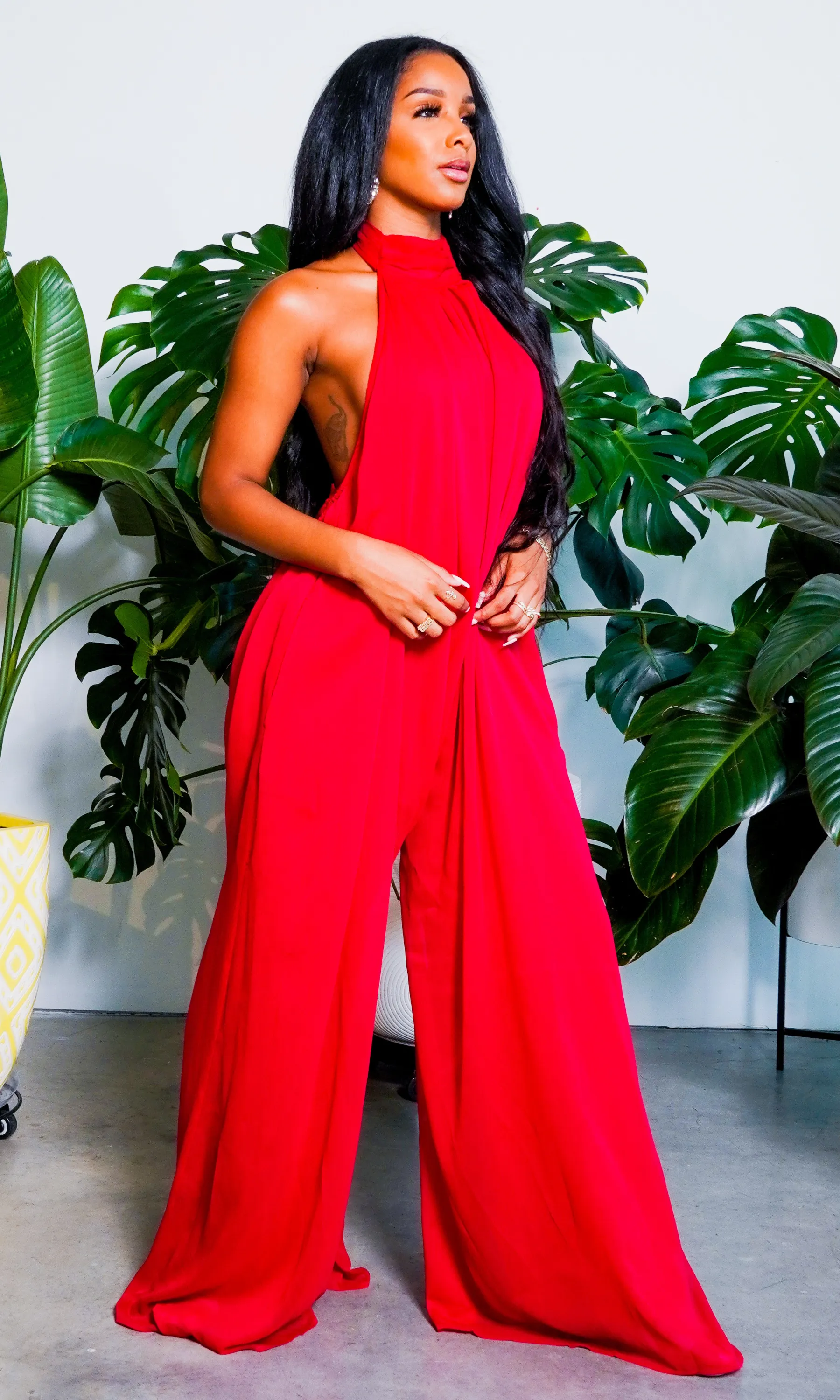 Cute & Casual l Halter Loose Jumpsuit - Wine PREORDER sold by Cutely Covered product image thumbnail 3