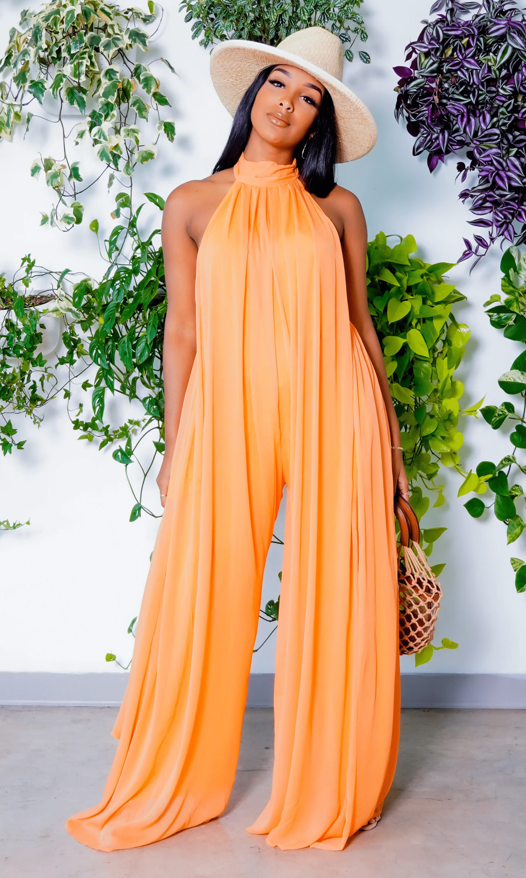 Cute & Casual l Halter Loose Jumpsuit - Orange PREORDER sold by Cutely Covered product image thumbnail 5