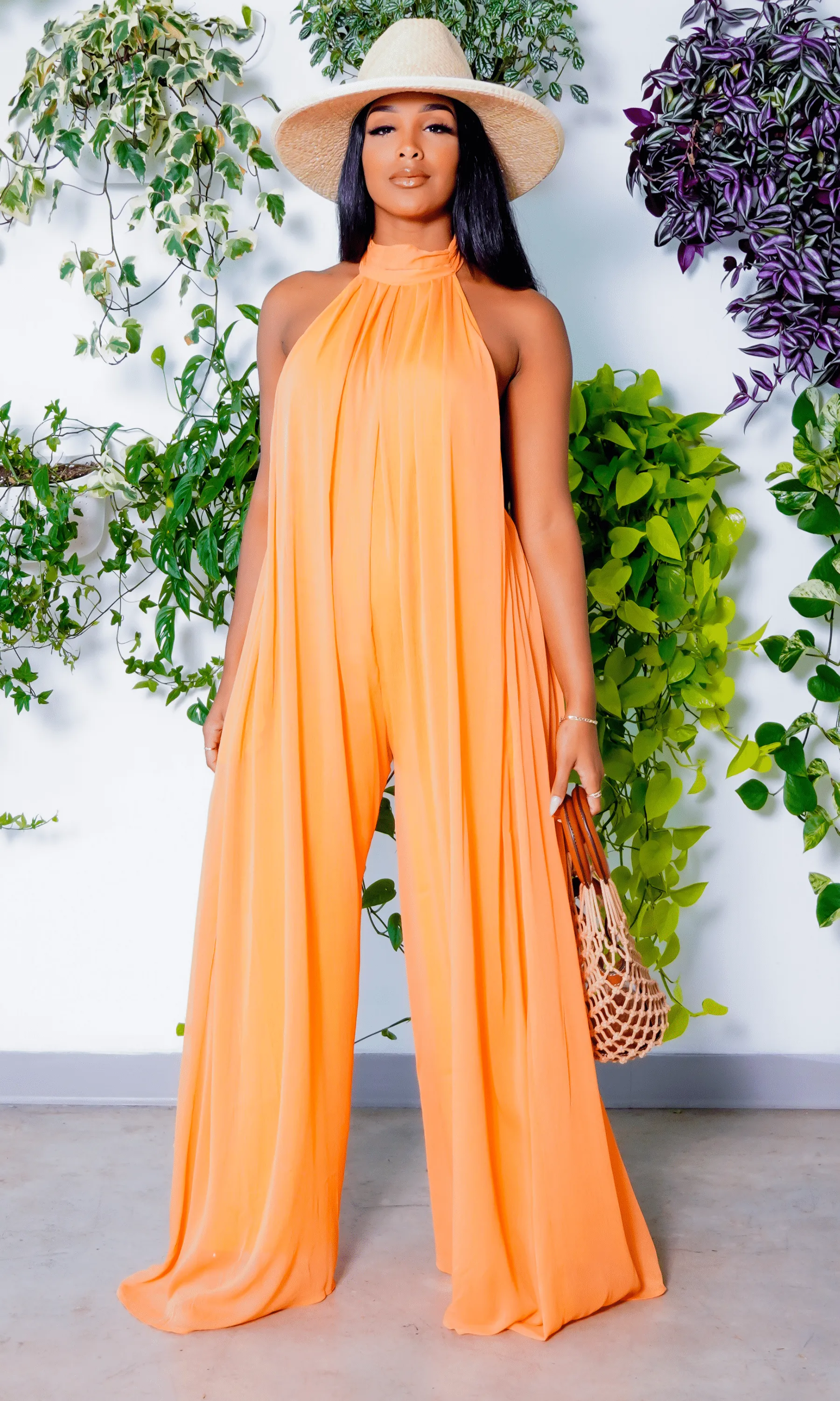 Cute & Casual l Halter Loose Jumpsuit - Orange PREORDER sold by Cutely Covered product image thumbnail 4