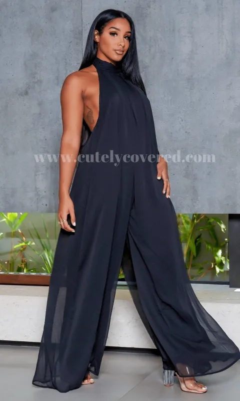 Cute & Casual l Halter Loose Jumpsuit - Black PREORDER sold by Cutely Covered
