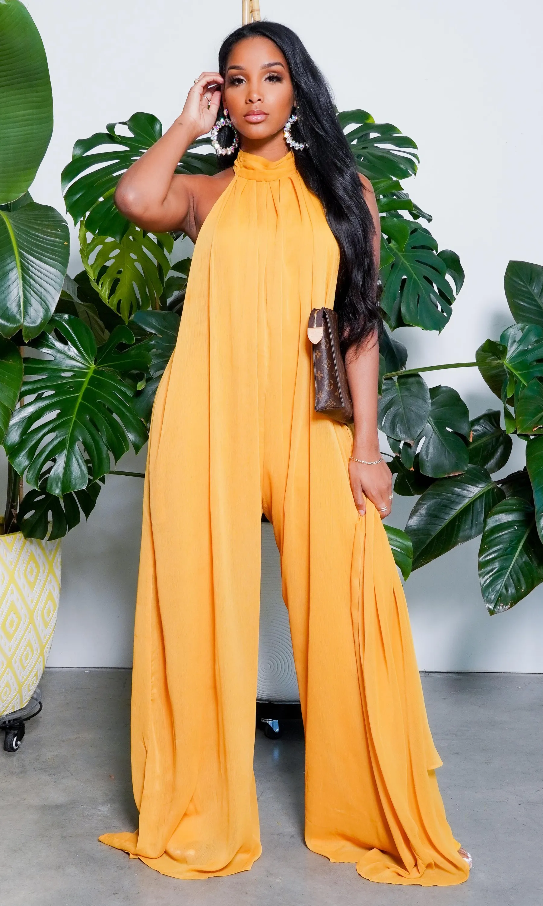 Cute & Casual l Halter Loose Jumpsuit - Tangerine PREORDER sold by Cutely Covered