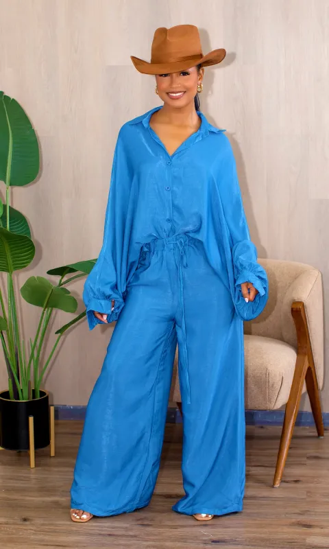 Charlee Royal Ease Long Sleeve Pant Set in Bold Blue C12 sold by Cutely Covered