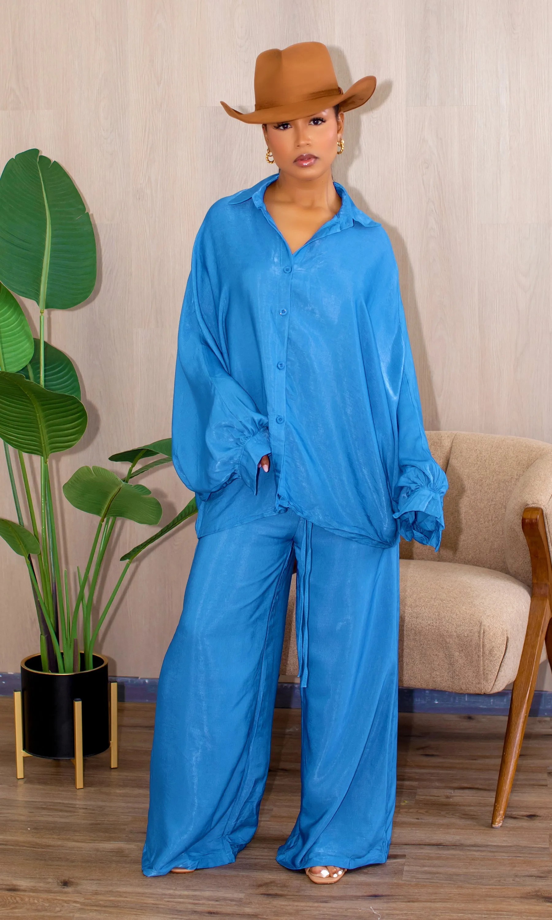 Charlee Royal Ease Long Sleeve Pant Set in Bold Blue C12 sold by Cutely Covered product image thumbnail 5