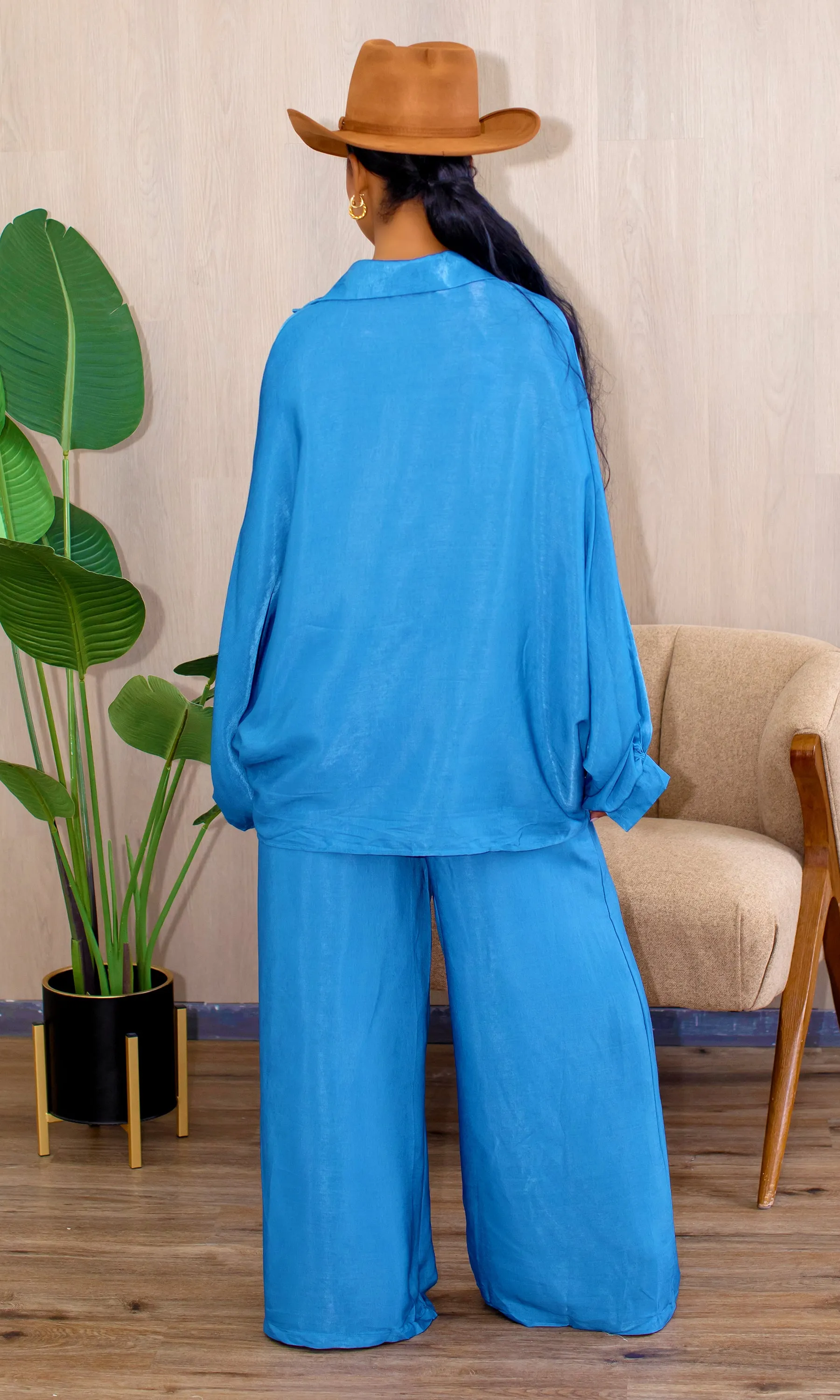 Charlee Royal Ease Long Sleeve Pant Set in Bold Blue C12 sold by Cutely Covered product image thumbnail 2
